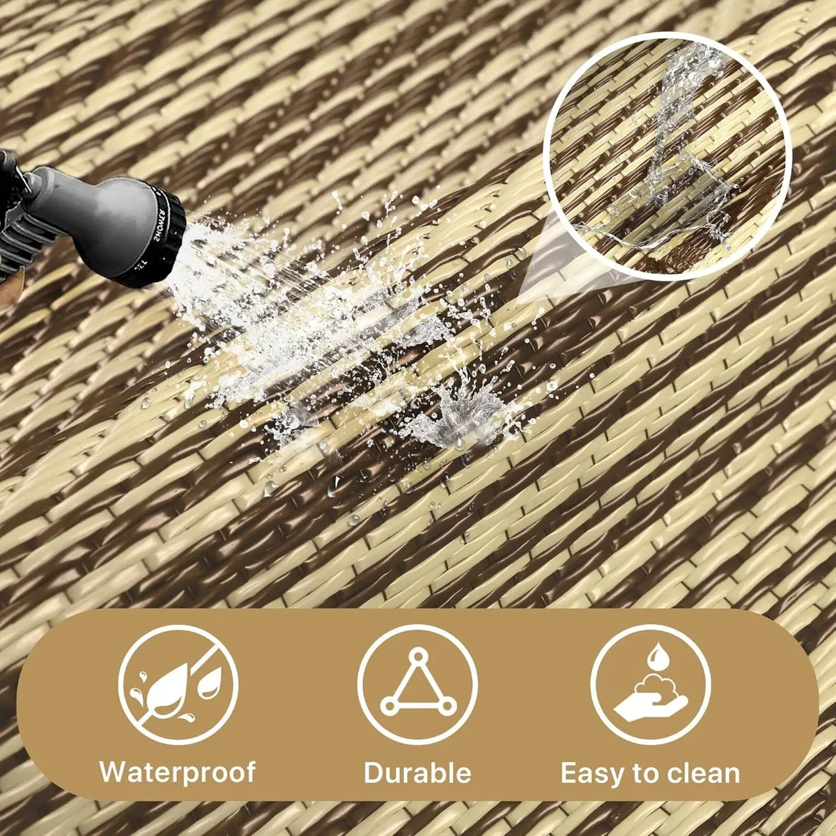 Outdoor Rug Waterproof Reversible Coffee and Large - Image 4