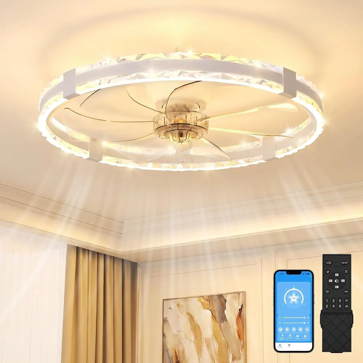 Ceiling Fan with Light Remote 6 Speeds - Image 1