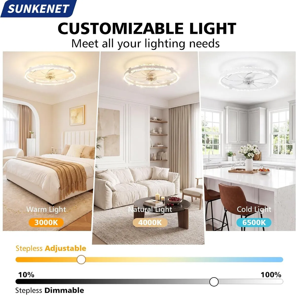 Ceiling Fan with Light Remote 6 Speeds - Image 2
