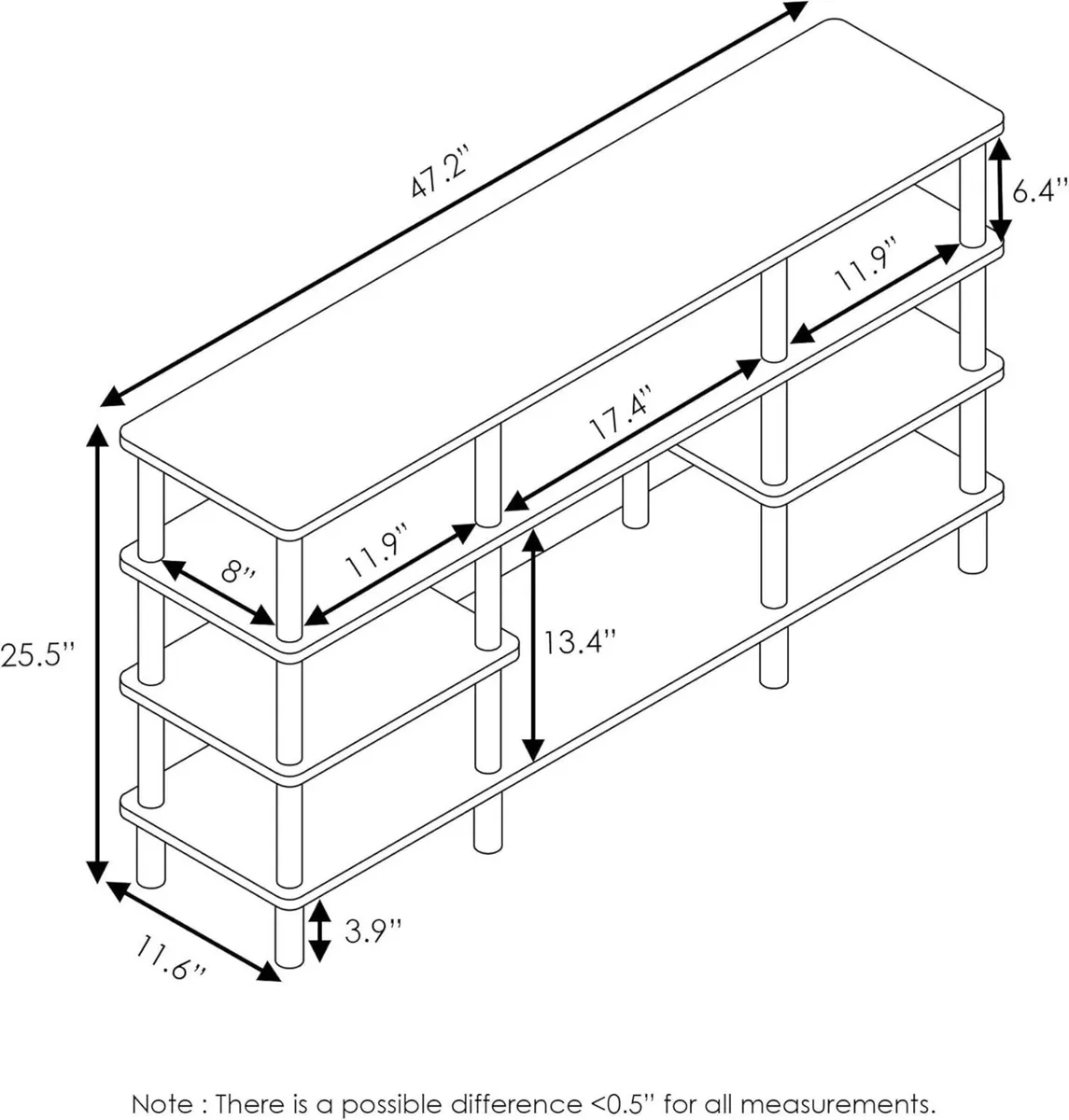 TV Stand 4-Tier Multipurpose Wide Shelf - Image 3
