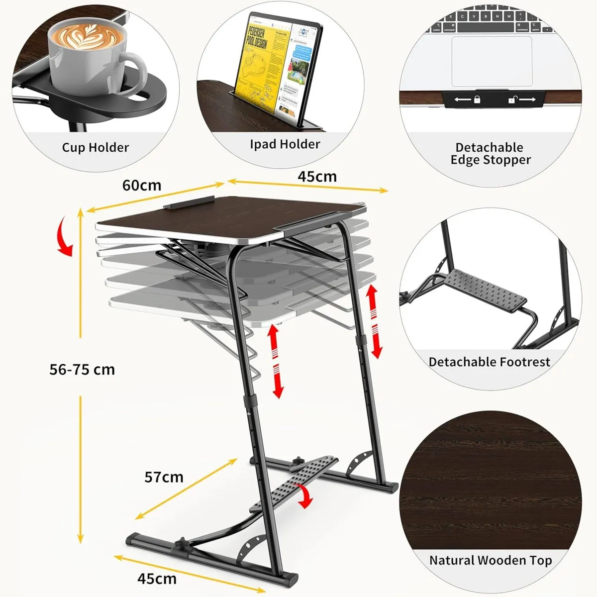 Folding Laptop Table for Sofa Sturdy Work Dinner - Image 2