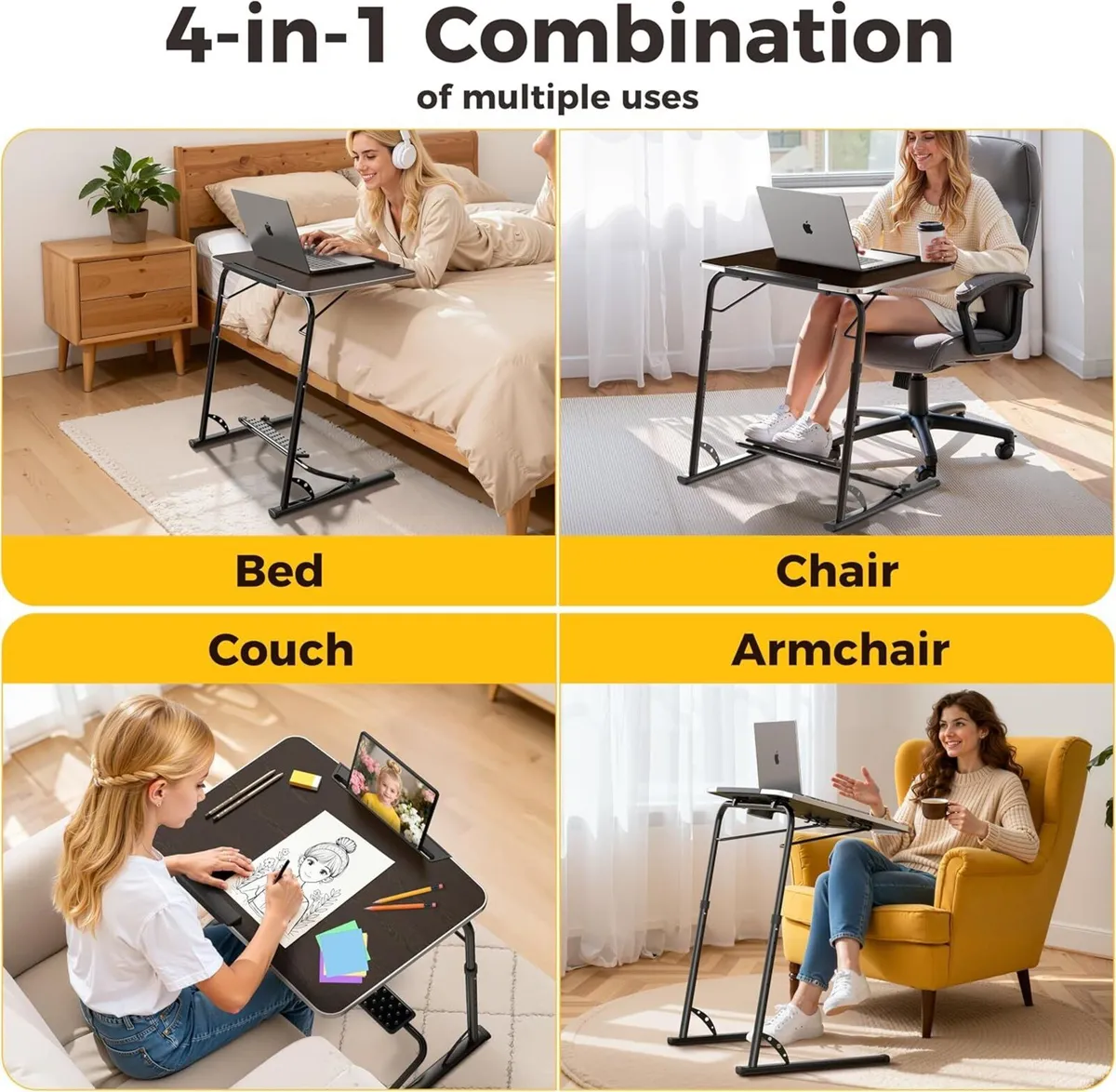Folding Laptop Table for Sofa Sturdy Work Dinner - Image 4