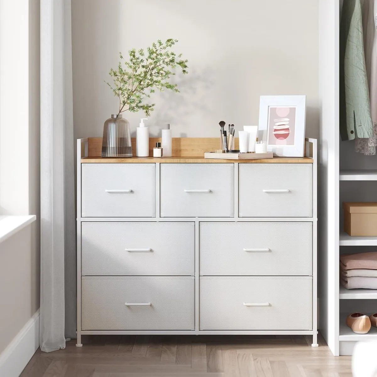 Chest of Drawers Bedroom Cabinet 7 Fabric - Image 1