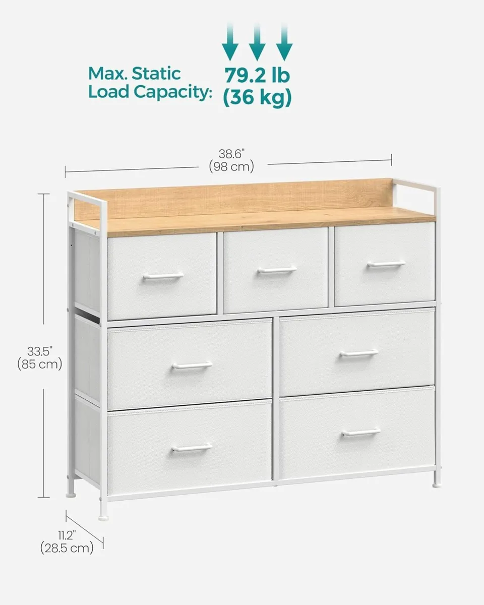 Chest of Drawers Bedroom Cabinet 7 Fabric - Image 2