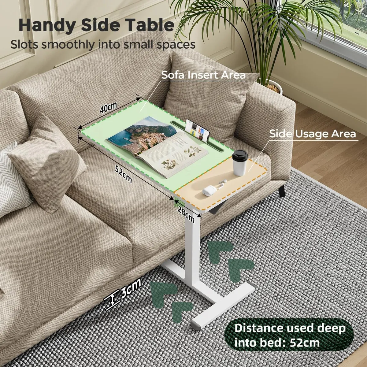 Mobile Standing Desk 80x40CM Overbed Bedside - Image 3