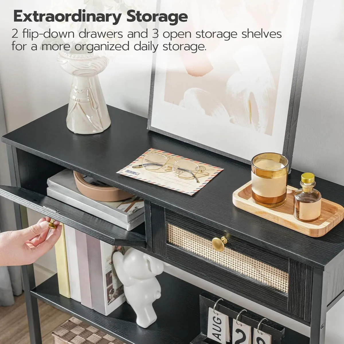 Console Table 3-Tier Hallway with 2 Flip-Down - Image 4
