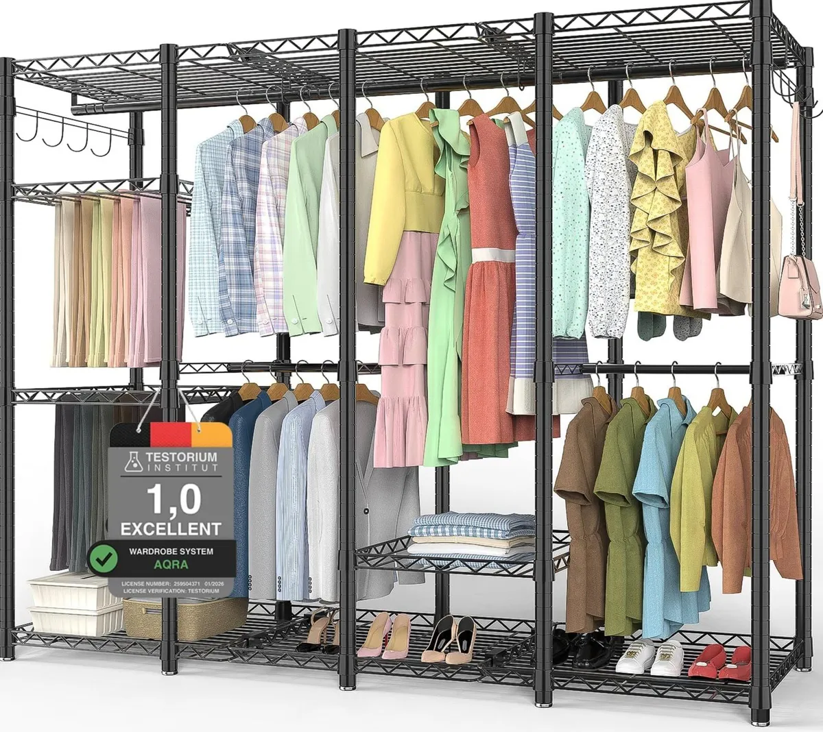 Metal Open Wardrobe Heavy Duty Clothes Rail 4 - Image 1