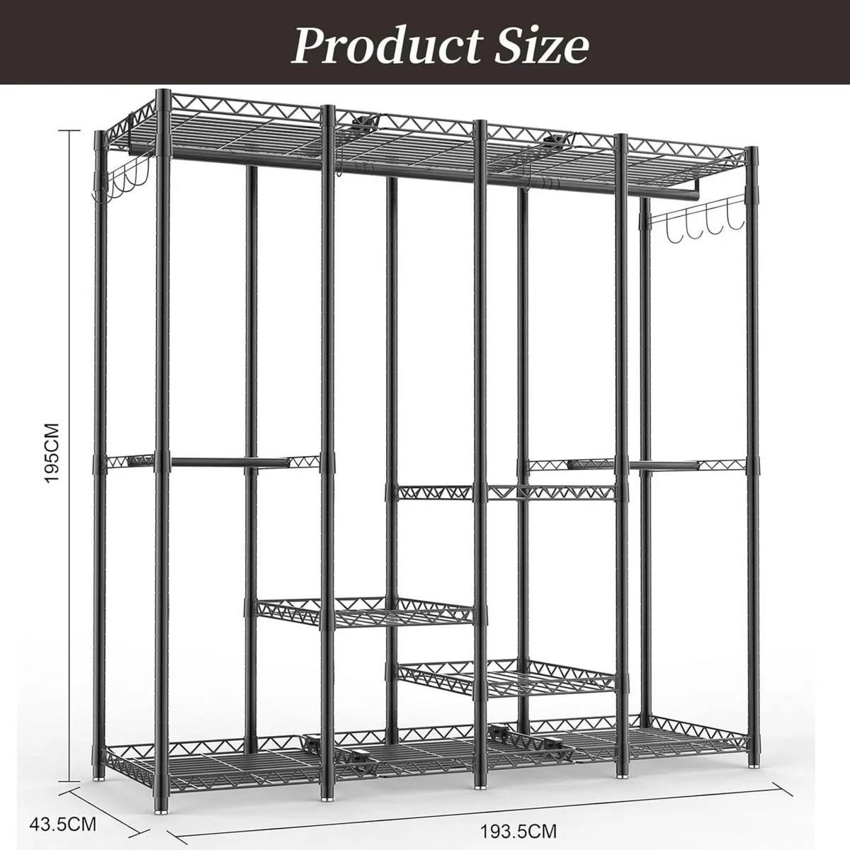 Metal Open Wardrobe Heavy Duty Clothes Rail 4 - Image 2