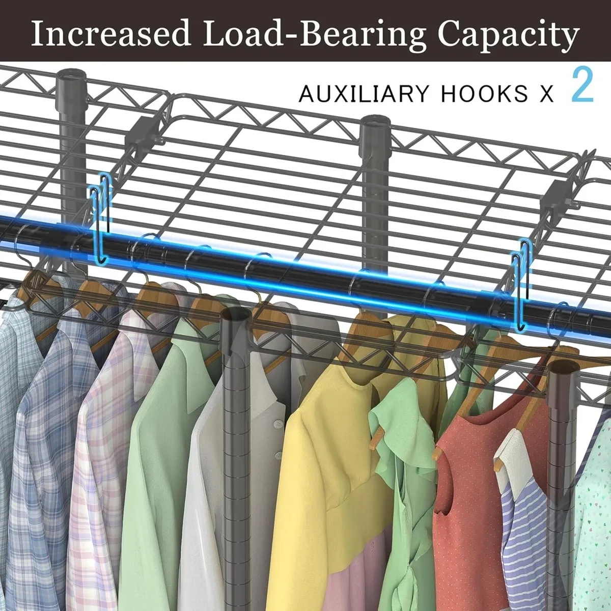 Metal Open Wardrobe Heavy Duty Clothes Rail 4 - Image 3