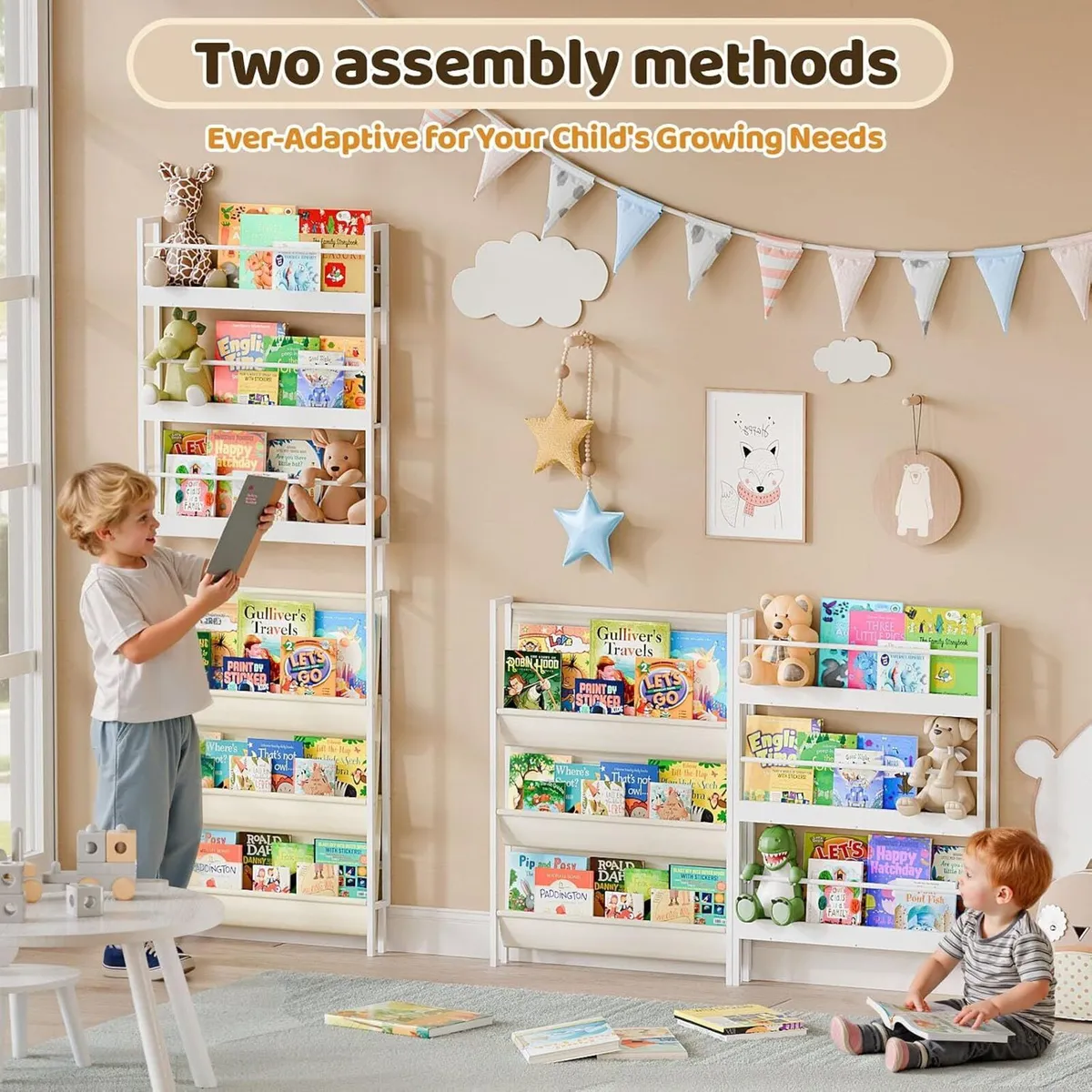 Kids Bookshelf Wall Mounted 6-Tier - Image 3