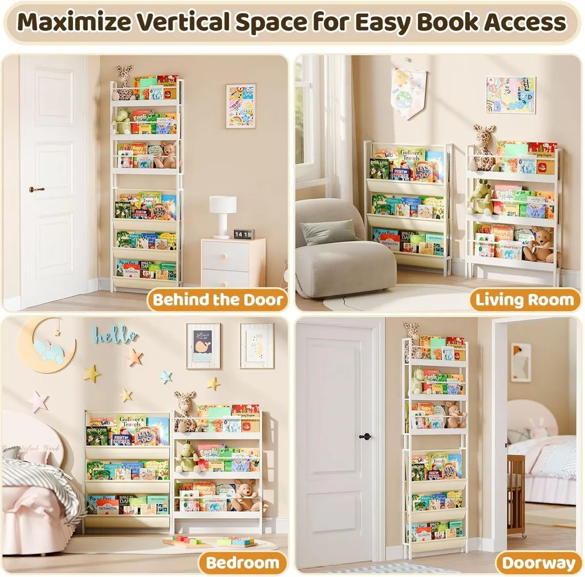 Kids Bookshelf Wall Mounted 6-Tier - Image 4