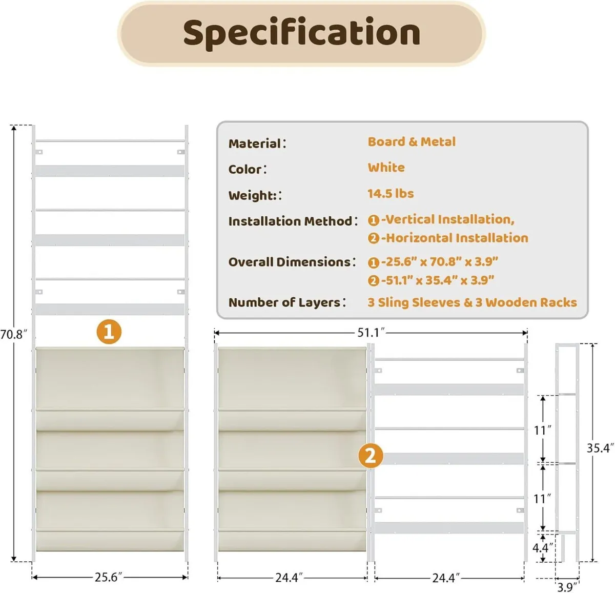 Kids Bookshelf Wall Mounted 6-Tier - Image 2