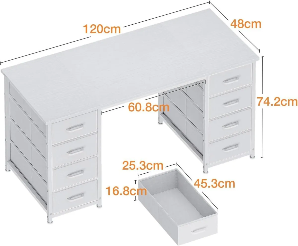 Computer Desk with 8 Fabric Drawers Office Storage - Image 3