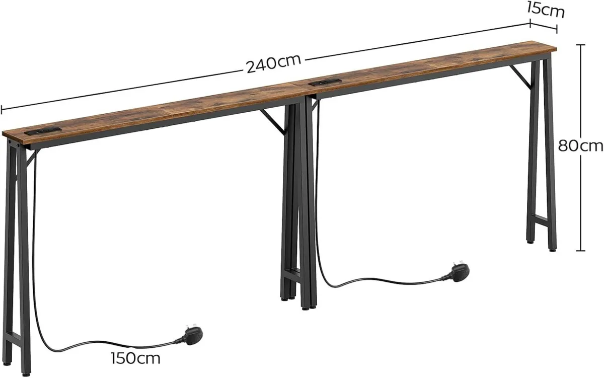 Console Table Slim Behind Sofa with Charging - Image 3
