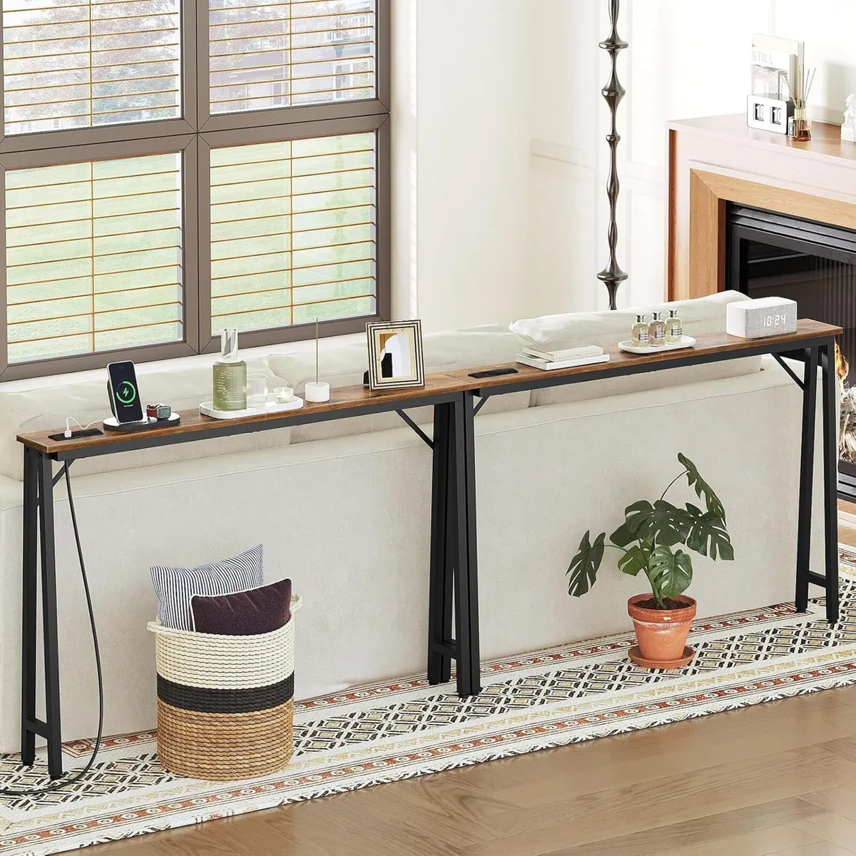 Console Table Slim Behind Sofa with Charging - Image 2