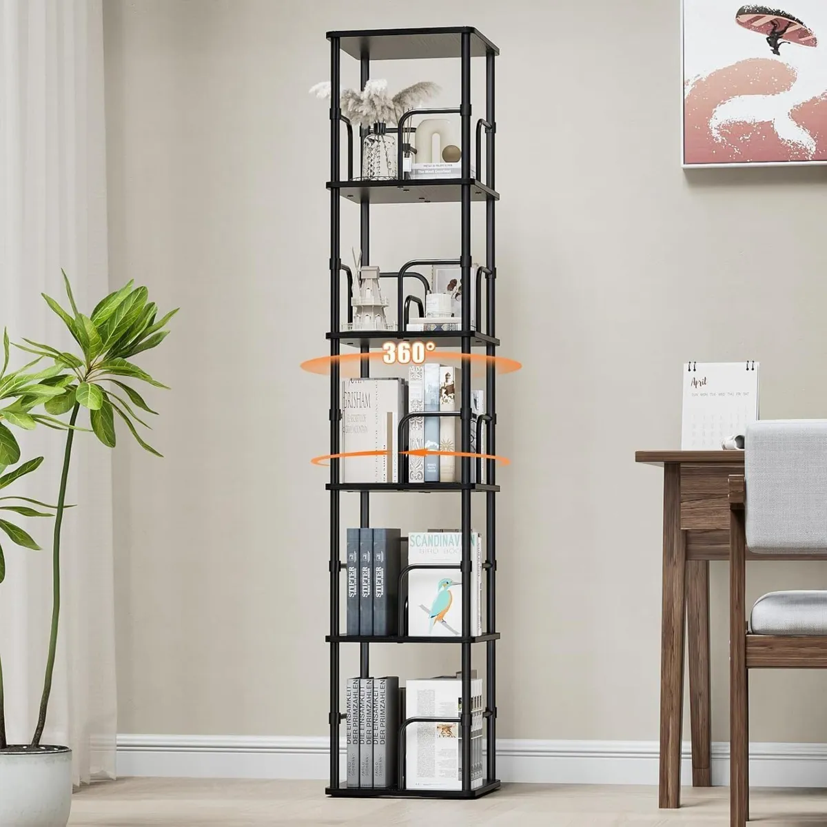 5 Tier Square Rotating Bookshelf Corner Tower - Image 1