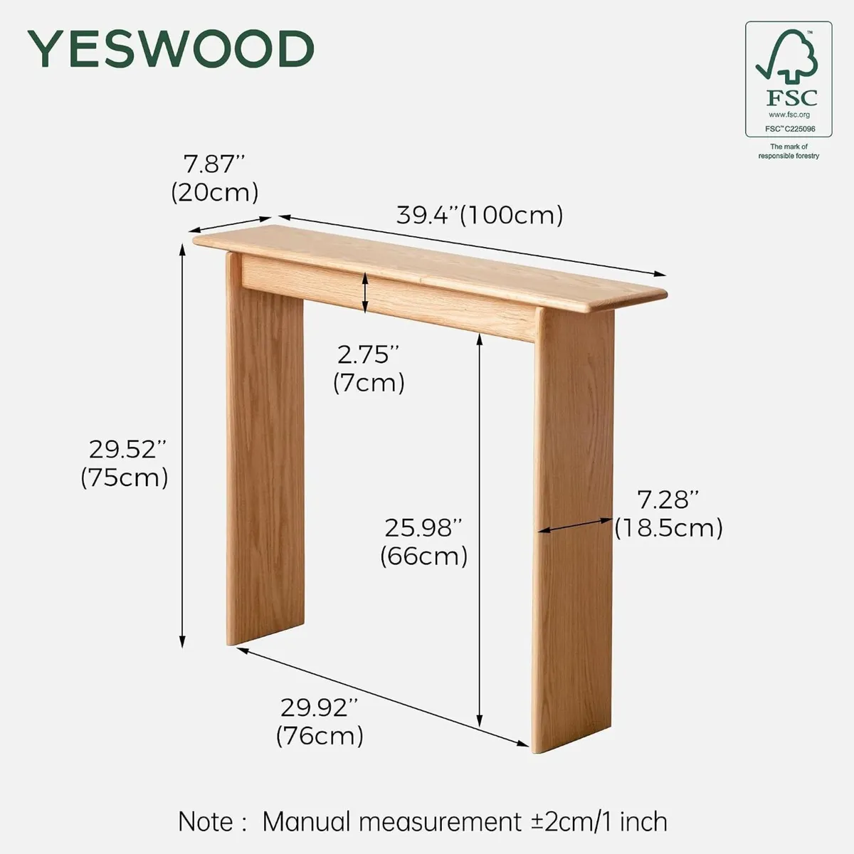 Slim Solid Oak Console Table for Entryway Narrow - Image 2