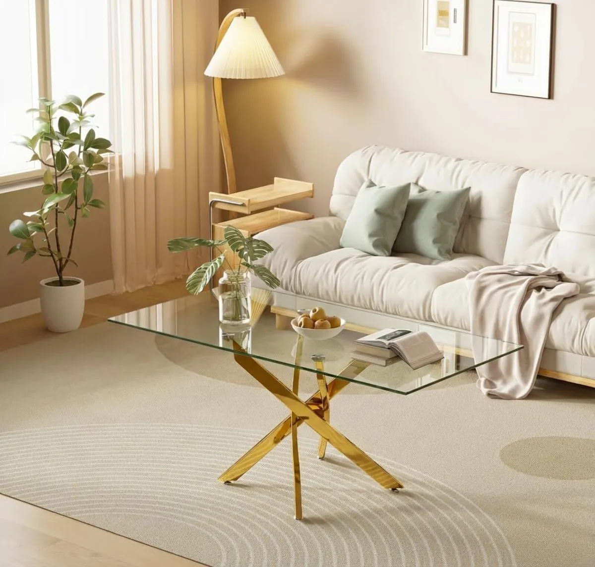 Glass Coffee Table with Chrome Legs for Living - Image 1