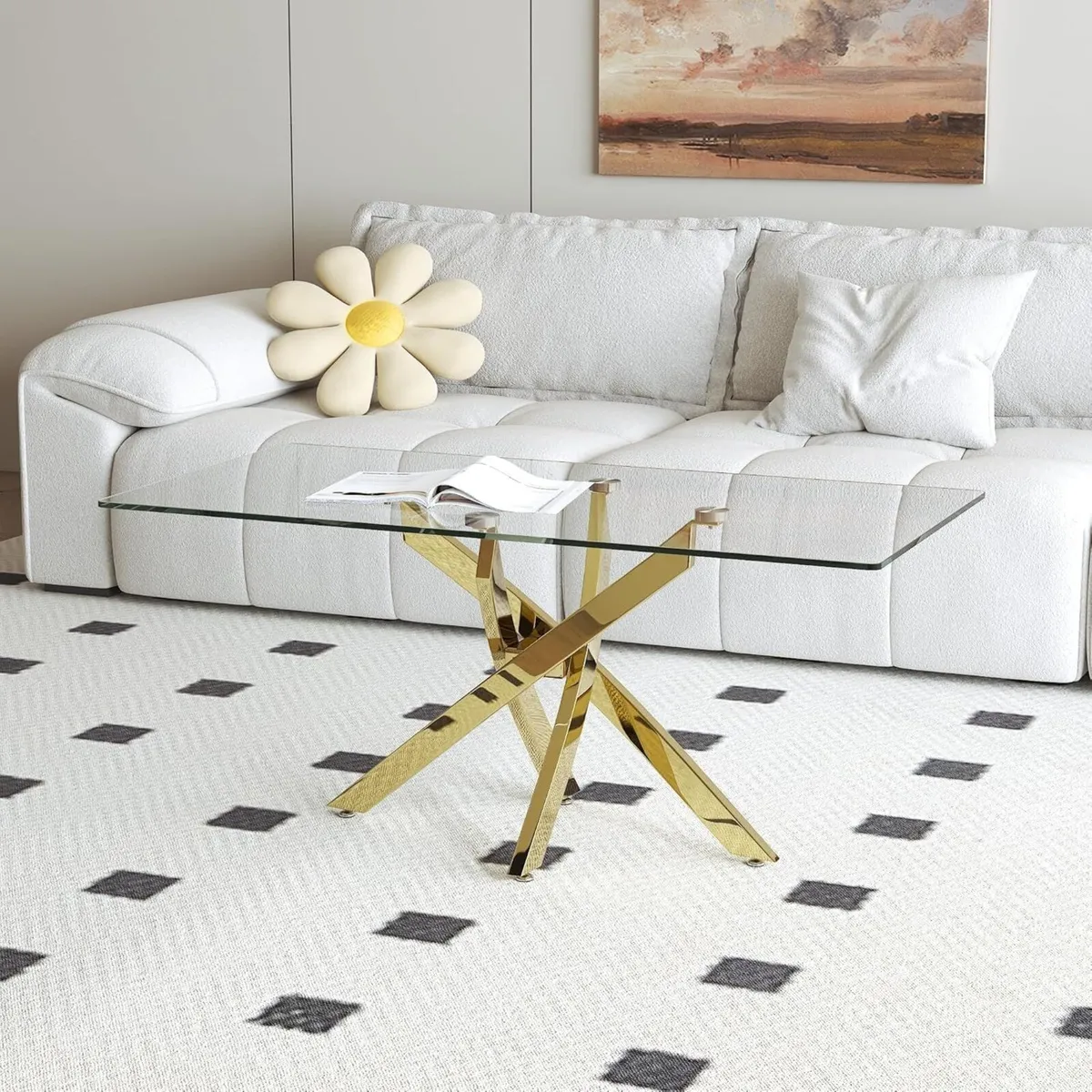 Glass Coffee Table with Chrome Legs for Living - Image 3