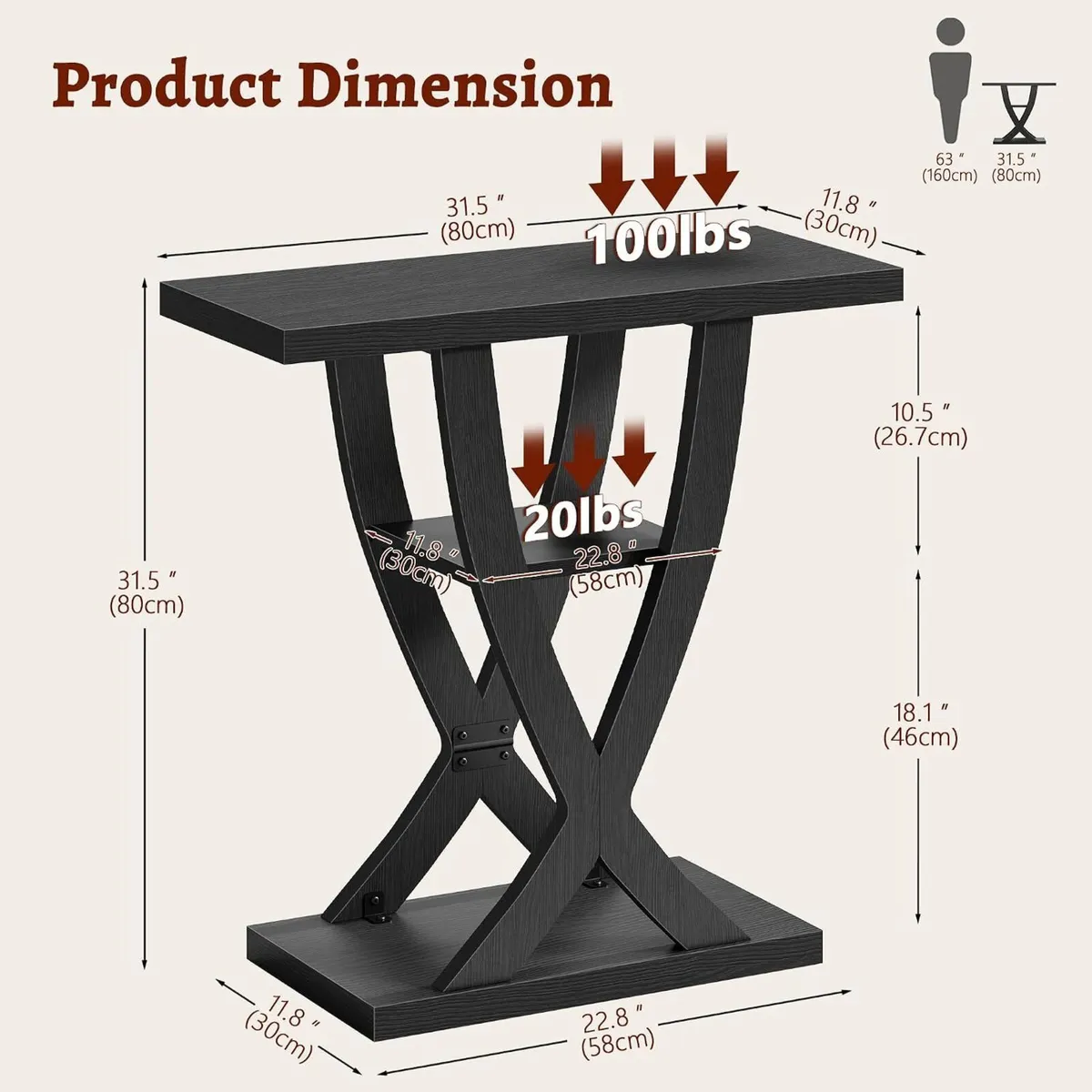 Slim Console Table for Hallway 3-Tier Half Moon - Image 2