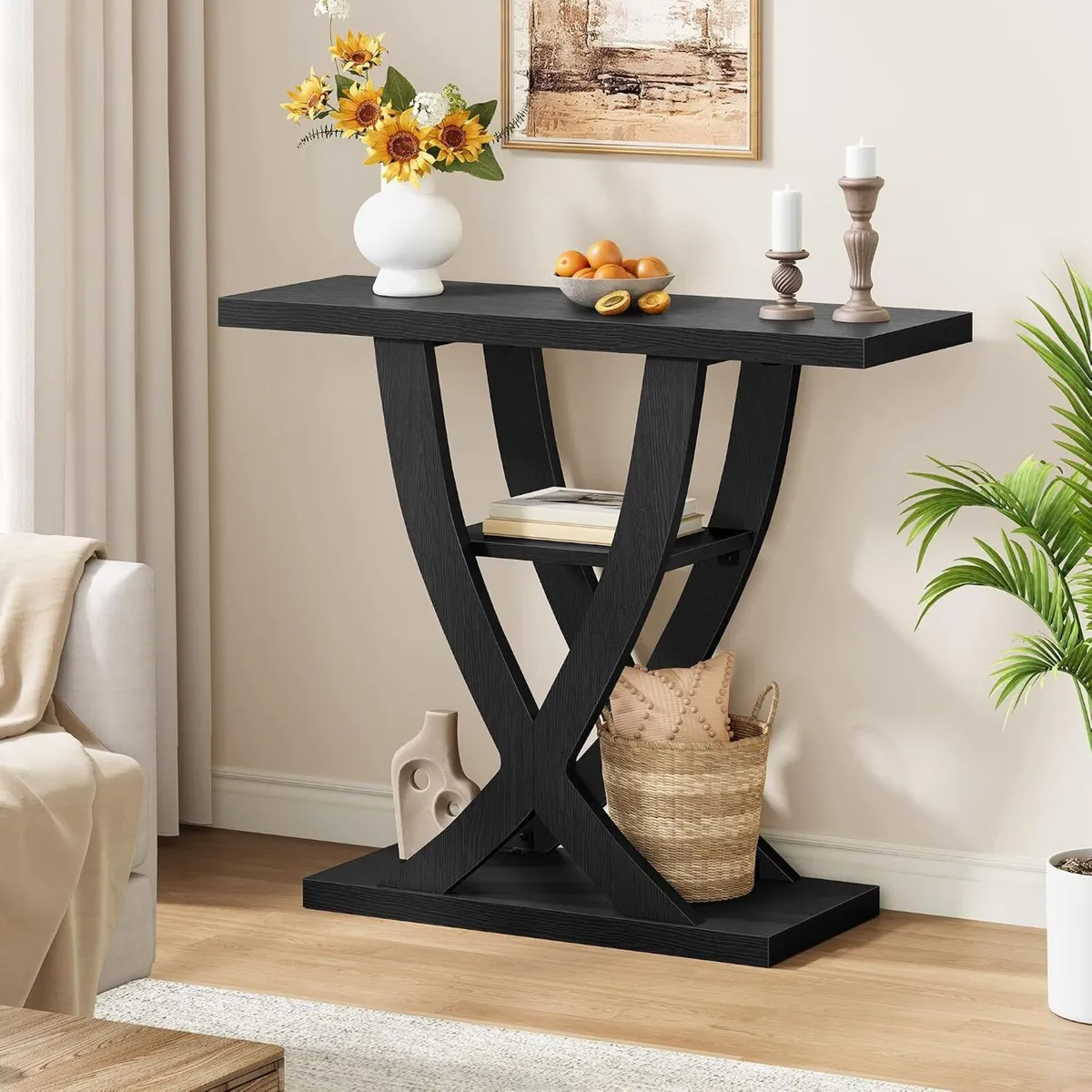 Slim Console Table for Hallway 3-Tier Half Moon - Image 3