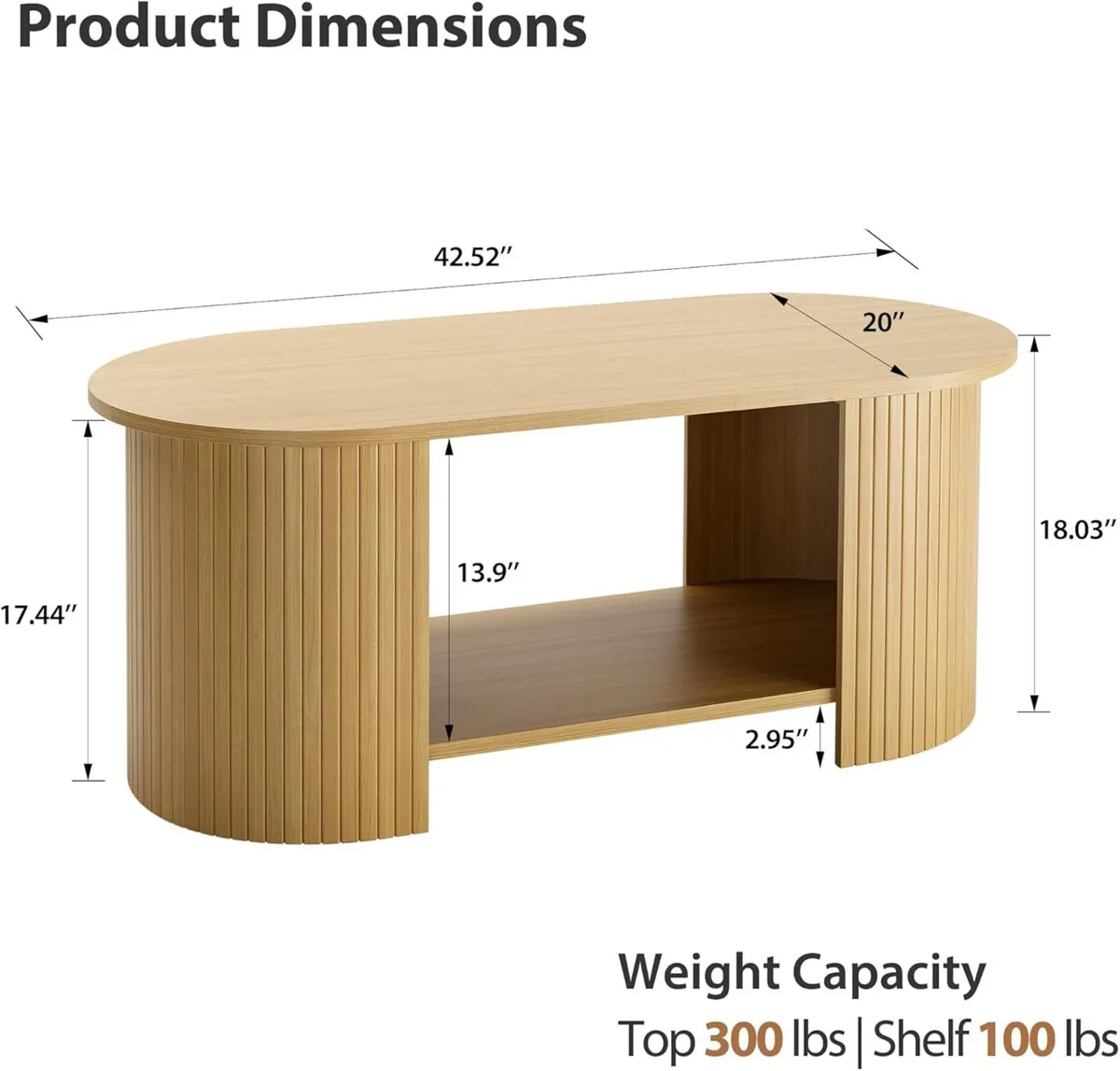 Coffee Table Living Room with 2-Tier Storage Thick - Image 2