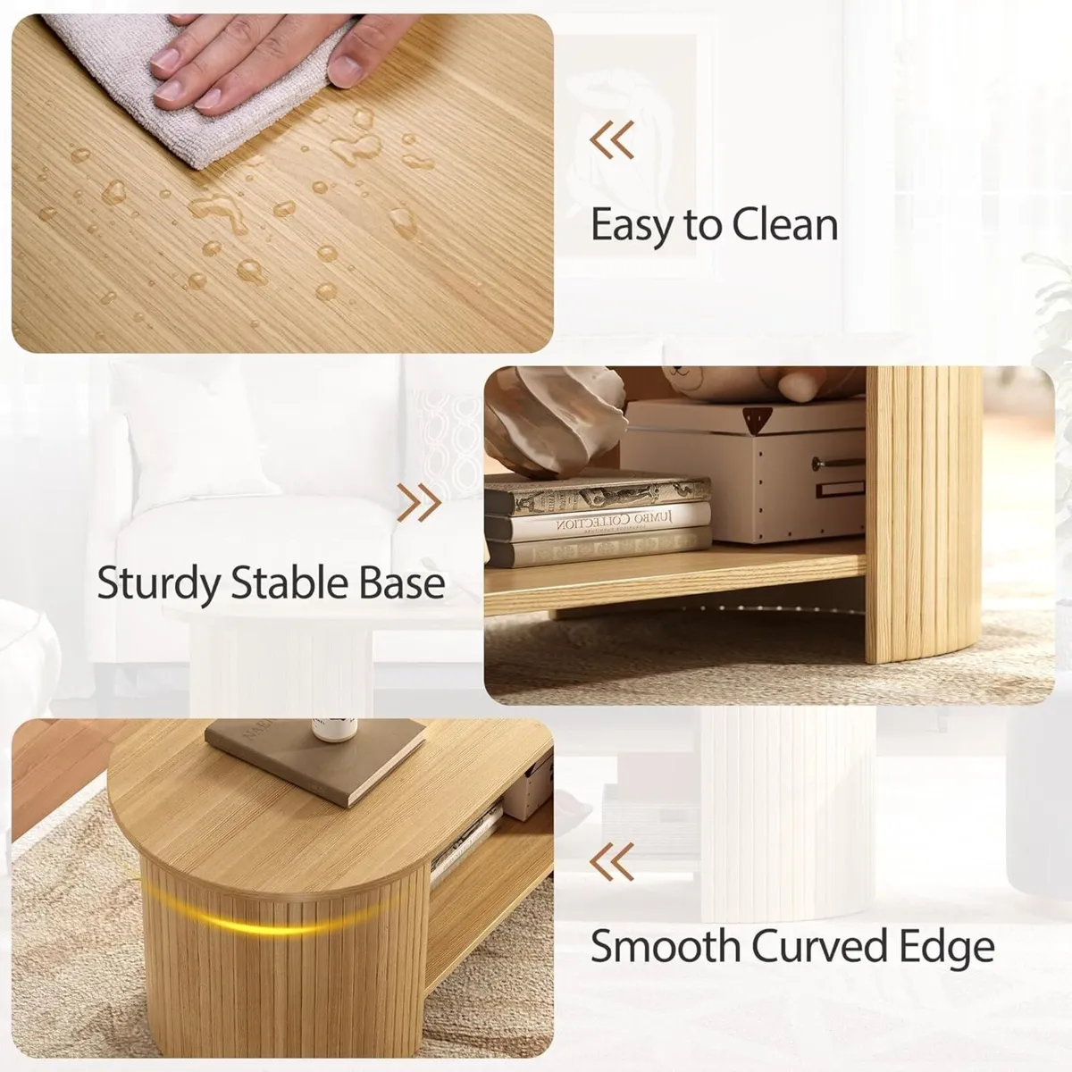 Coffee Table Living Room with 2-Tier Storage Thick - Image 4