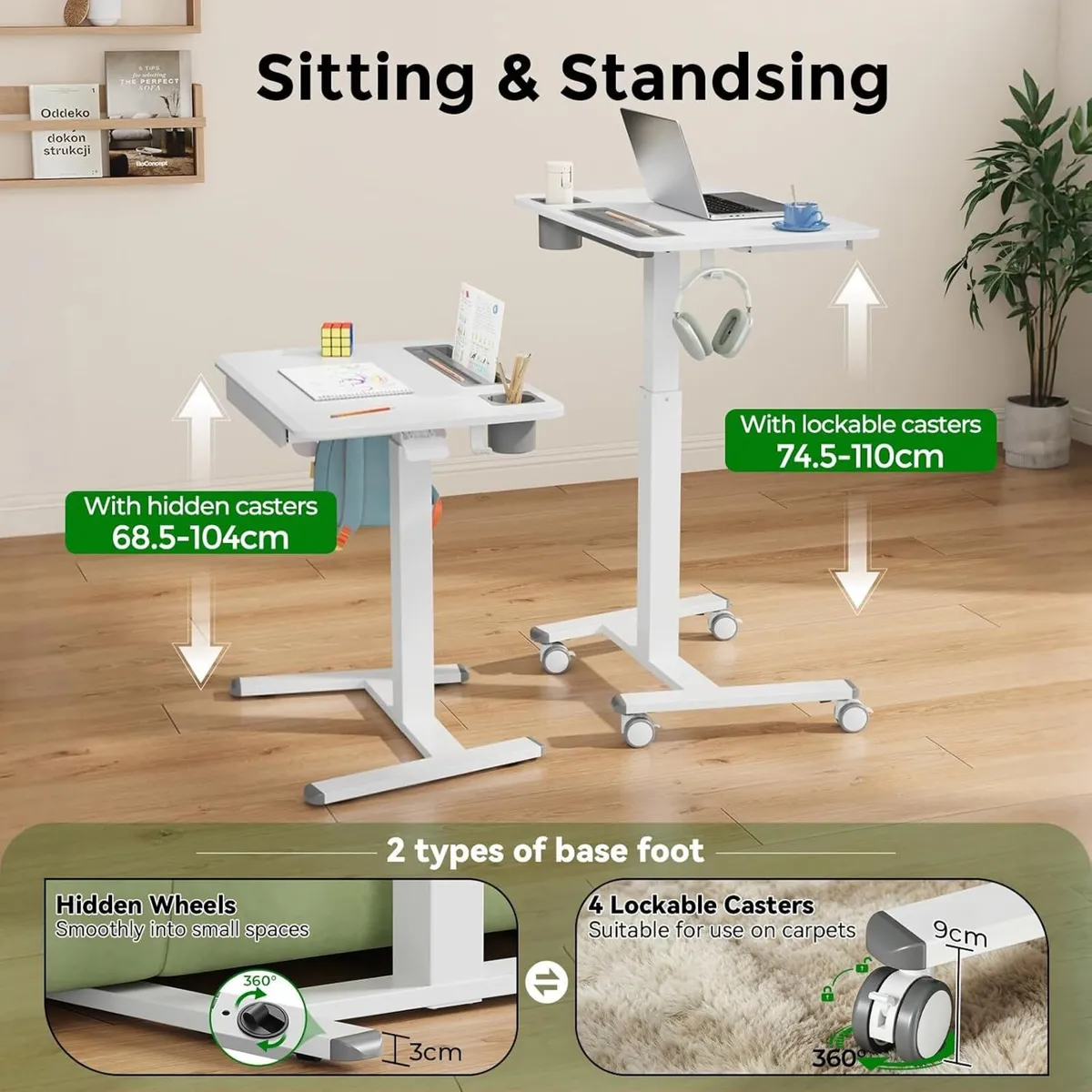 Mobile Laptop Desk 70x50CM Height Adjustable - Image 4