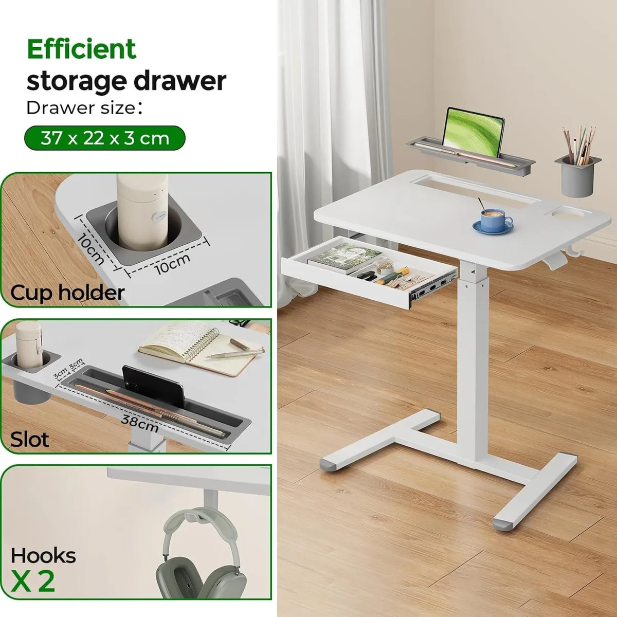 Mobile Laptop Desk 70x50CM Height Adjustable - Image 3