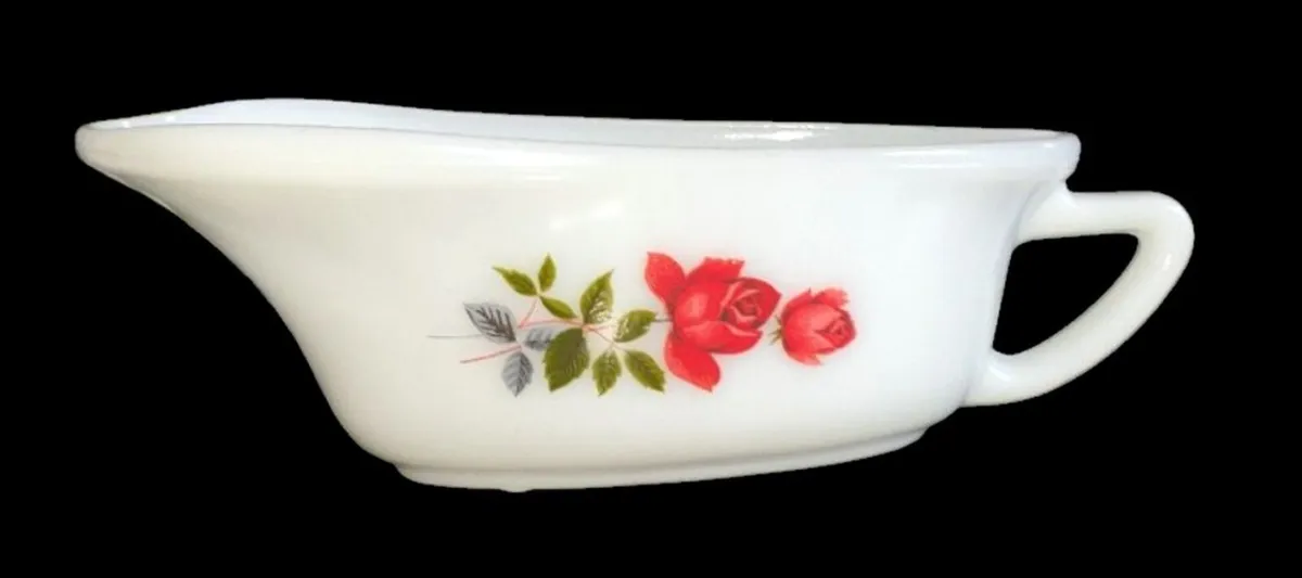 Vintage JAJ Pyrex "June Rose" Gravy / Sauce Boat - Image 2