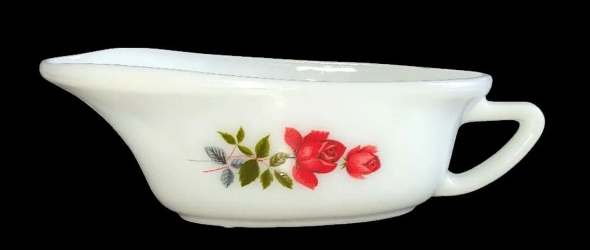 Vintage JAJ Pyrex "June Rose" Gravy / Sauce Boat - Image 4