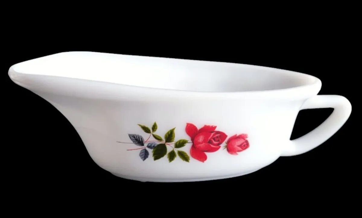 Vintage JAJ Pyrex "June Rose" Gravy / Sauce Boat - Image 1