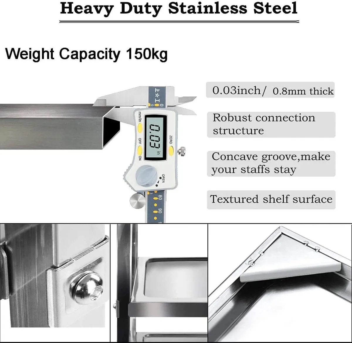 3 Large Stainless Steel Trolley - Image 4