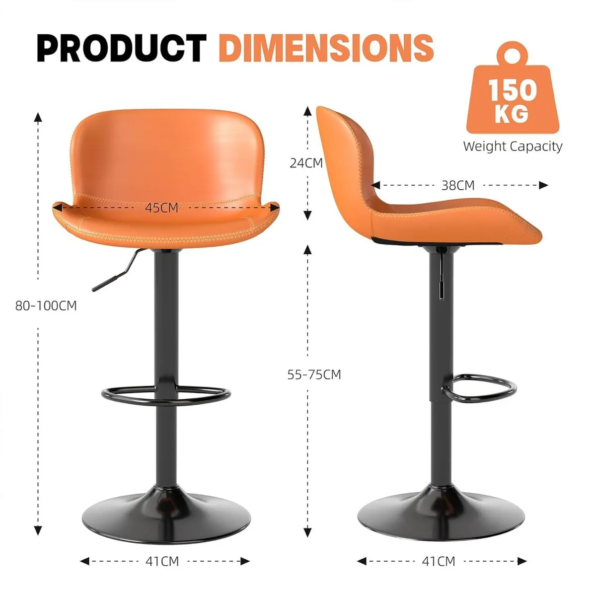 Bar Stools PU Leather Counter Height Barstools - Image 2
