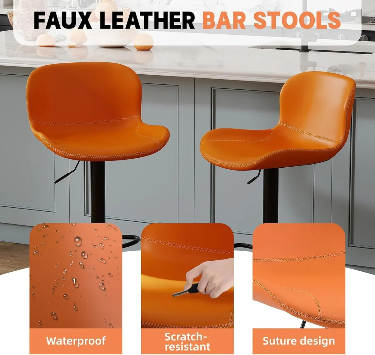 Bar Stools PU Leather Counter Height Barstools - Image 4