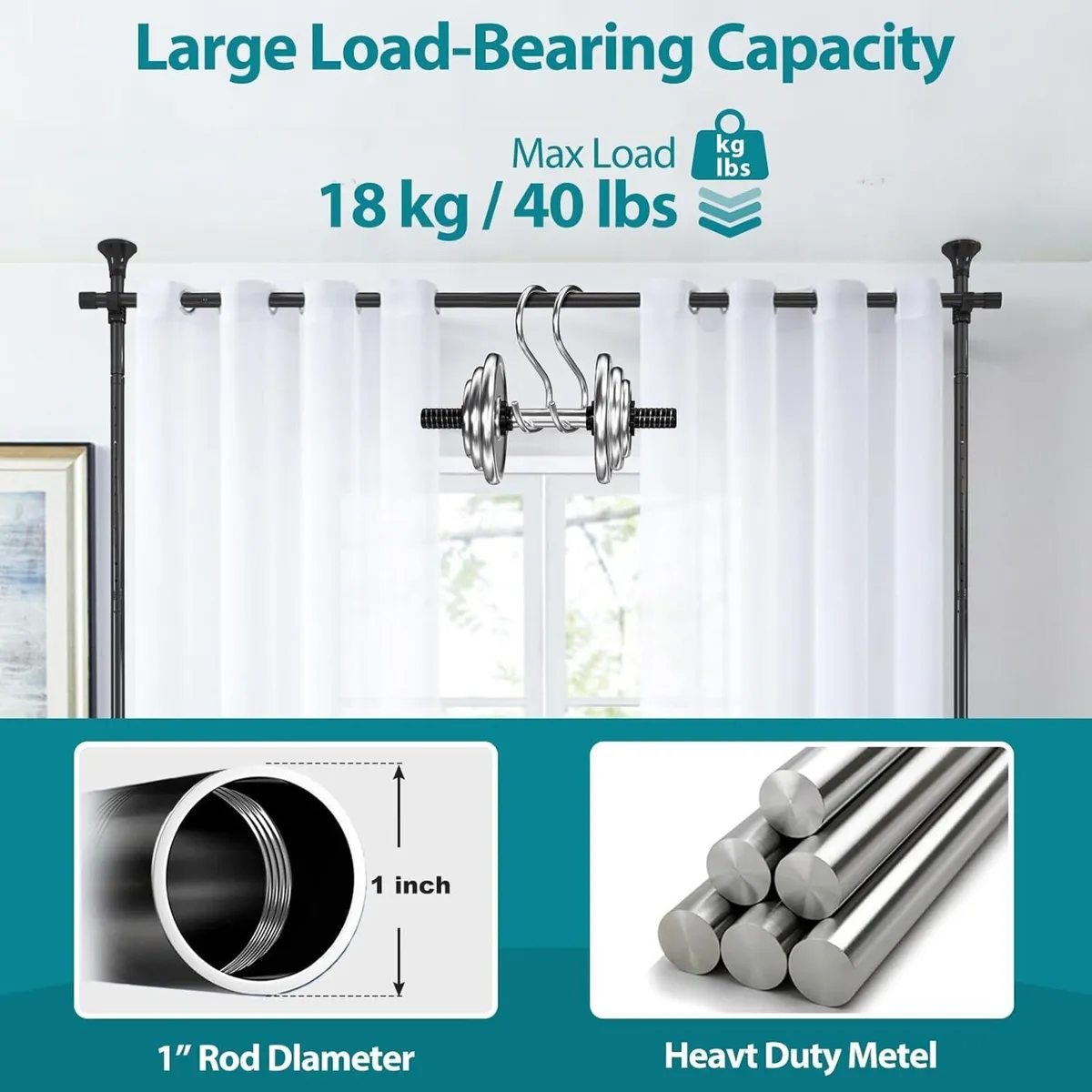 Room Divider No Drilling Curtain Rods Hanging Wall - Image 4