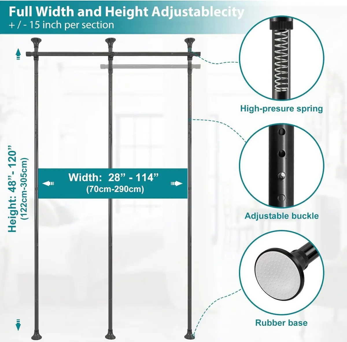 Room Divider No Drilling Curtain Rods Hanging Wall - Image 3