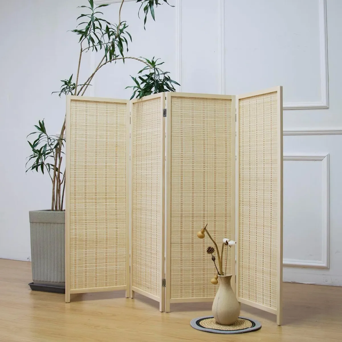 3 Panel Bamboo Room Divider Short Folding Screen - Image 1