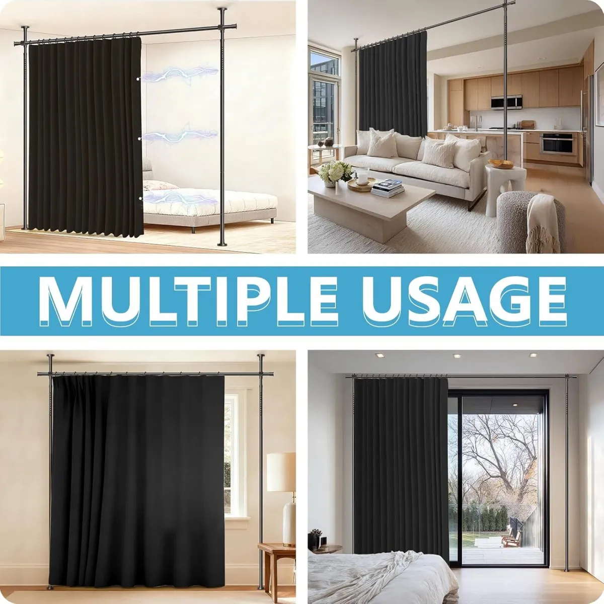No-Drill Room Divider Curtain Set: Includes 106" W - Image 4