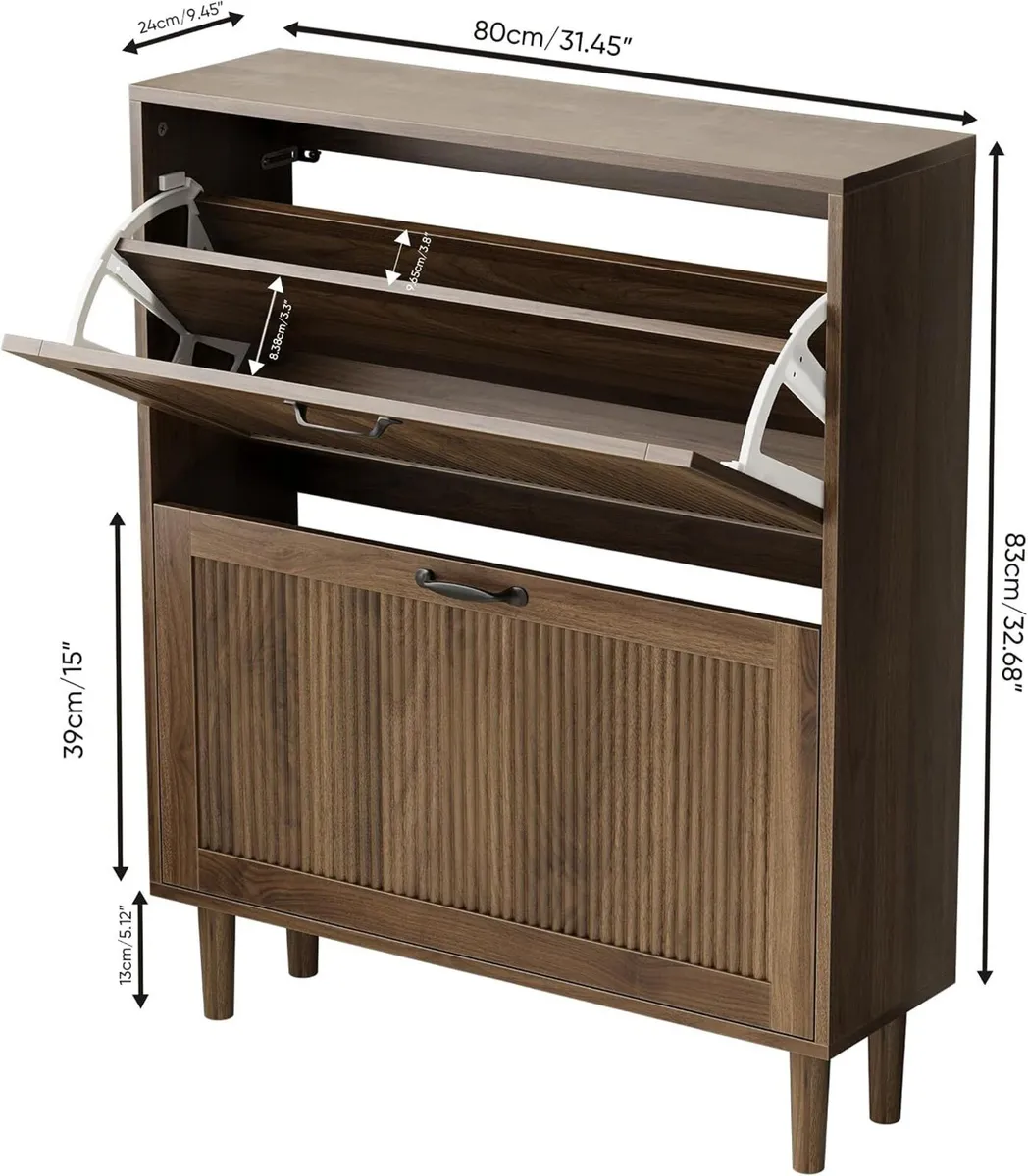 2 Tier Entryway Shoe Storage Cabinet Closed Space - Image 2