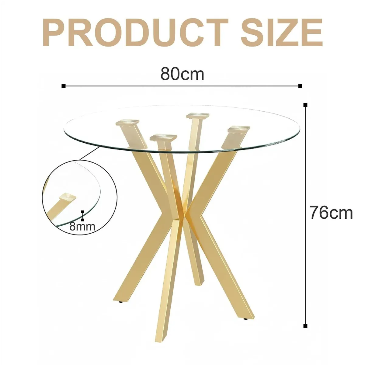 Round Tempered Glass Dining Table Modern Kitchen - Image 2