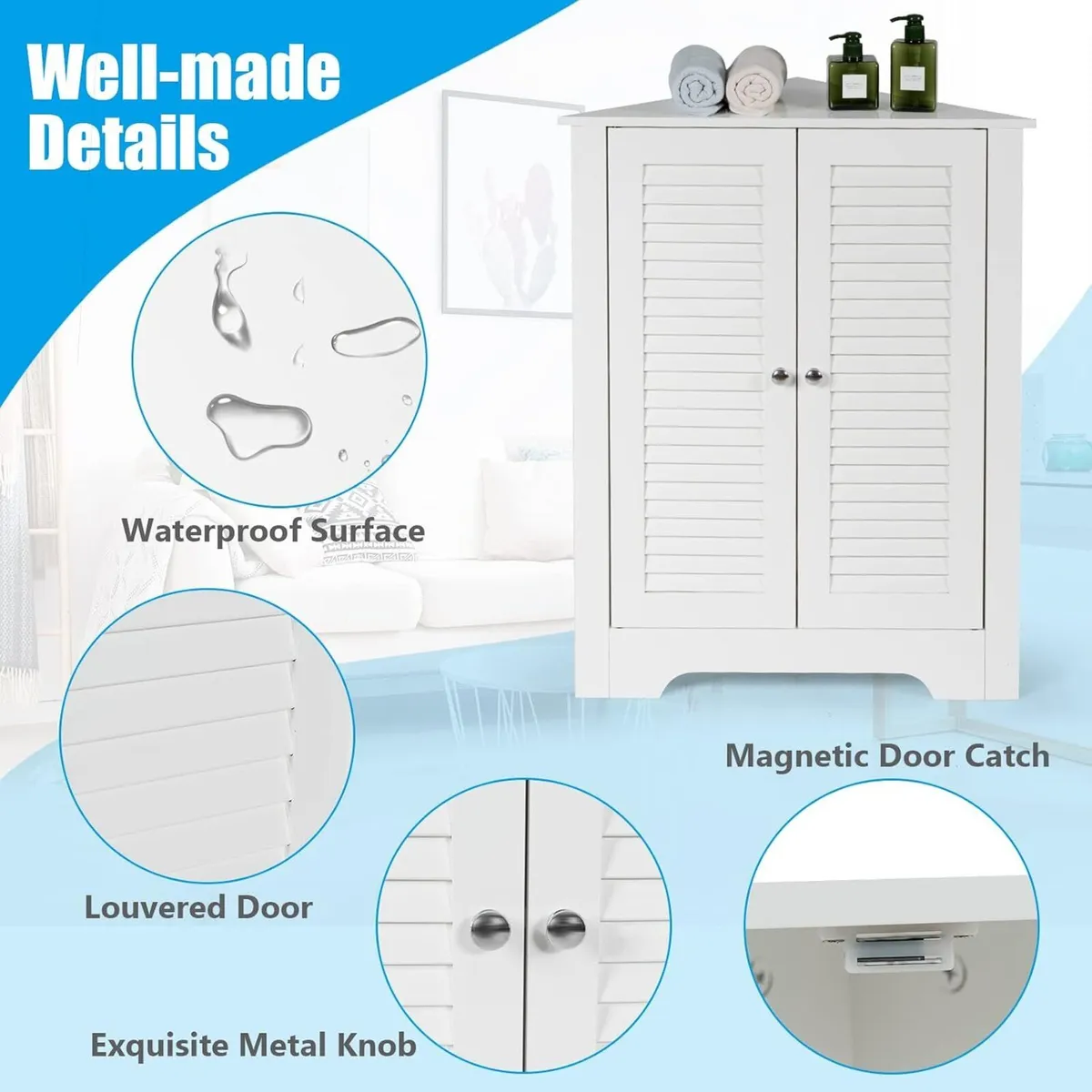 Floor Storage Cabinet Multipurpose Corner Shelf - Image 4