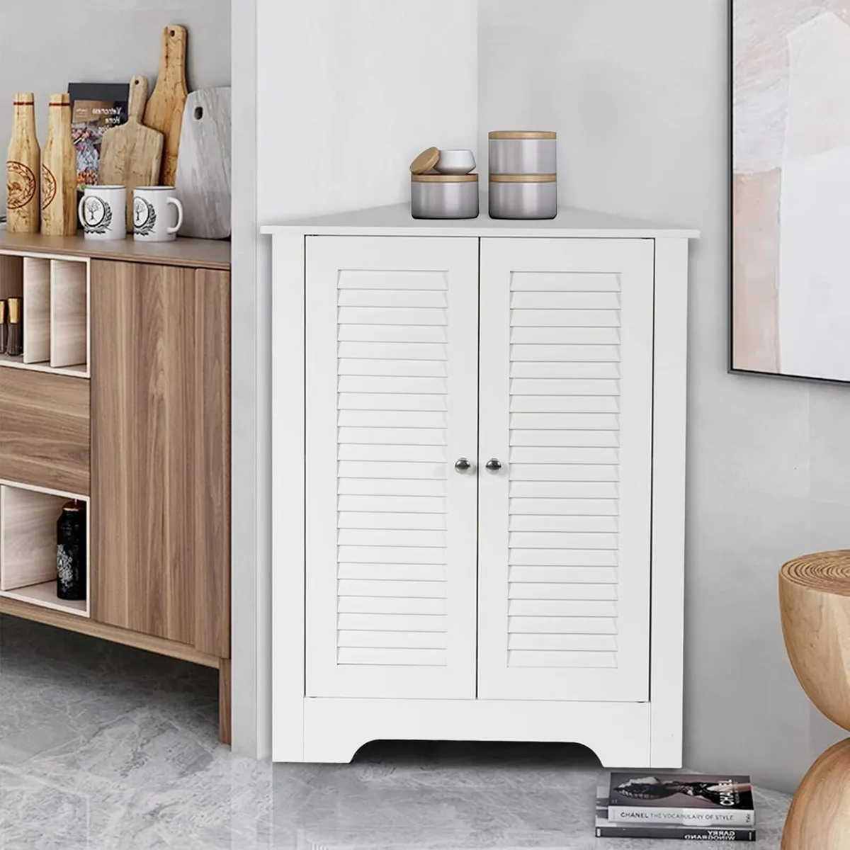 Floor Storage Cabinet Multipurpose Corner Shelf - Image 2