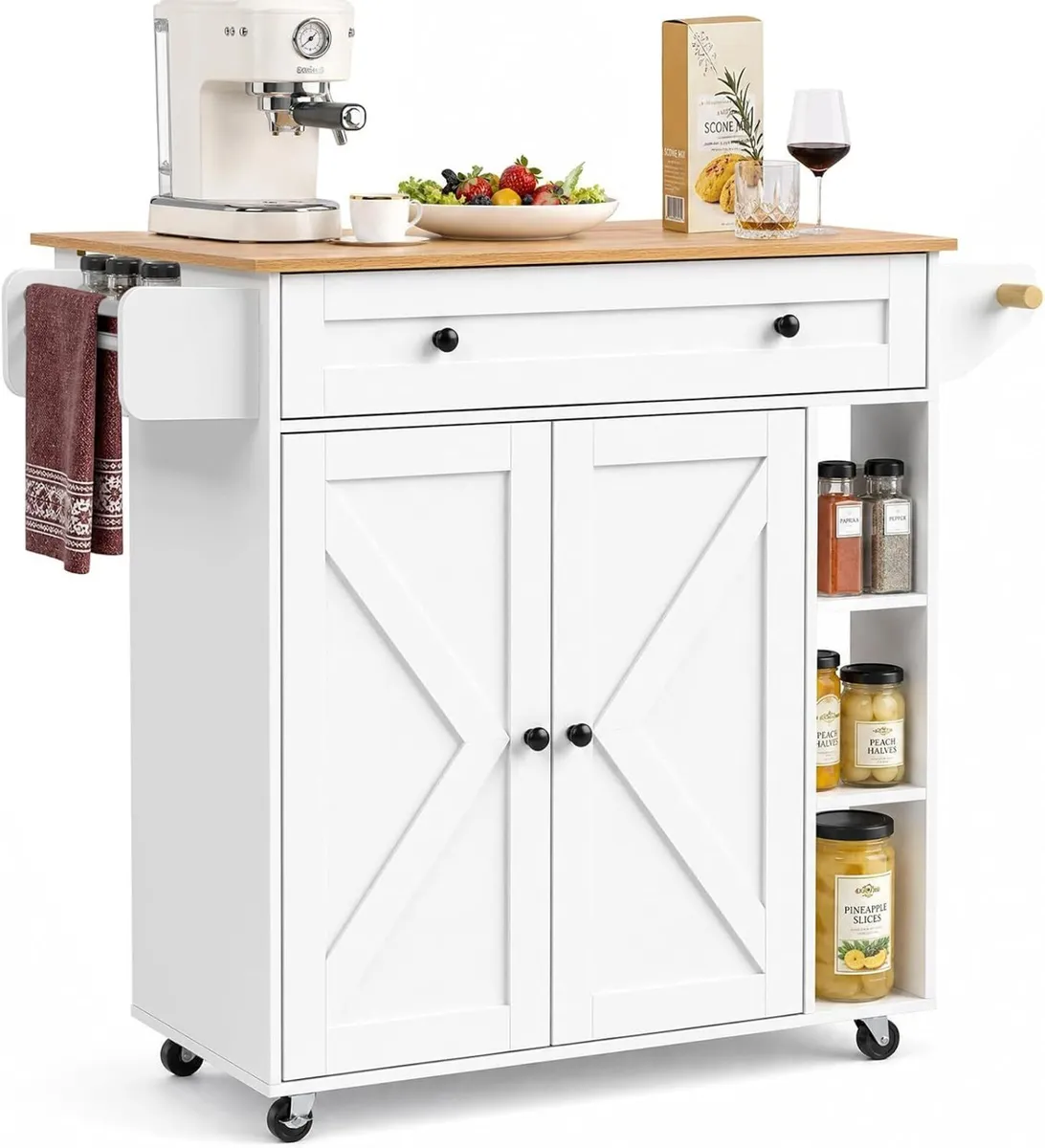 Kitchen Island with Drawers on Wheels Rolling Cart - Image 1