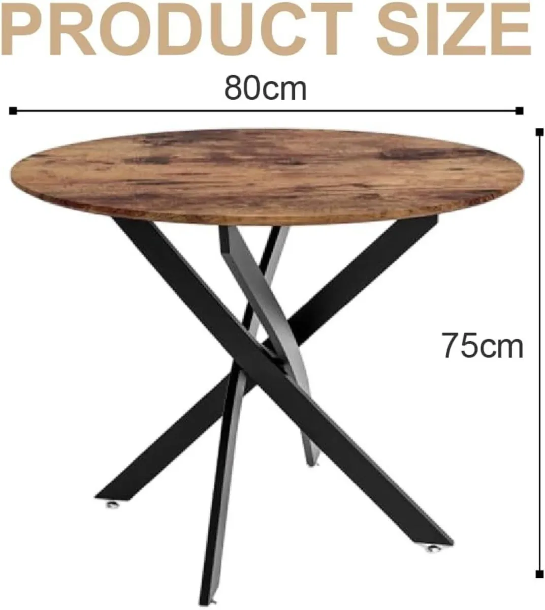 Round Dining Table 80CM Space-Saving Wooden - Image 2