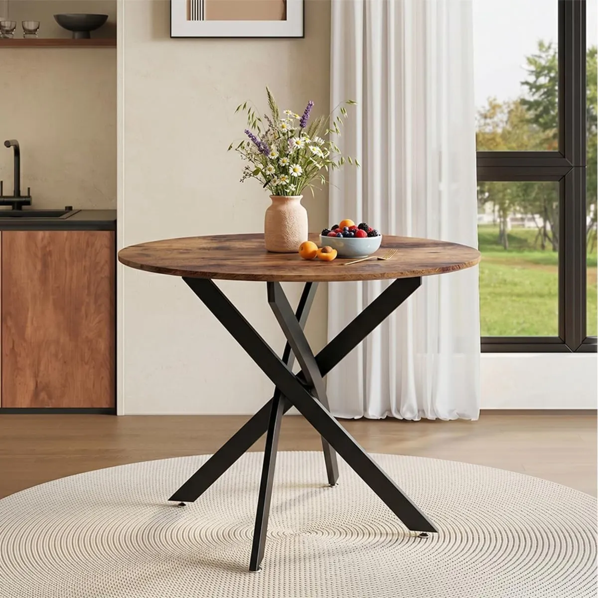 Round Dining Table 80CM Space-Saving Wooden - Image 1