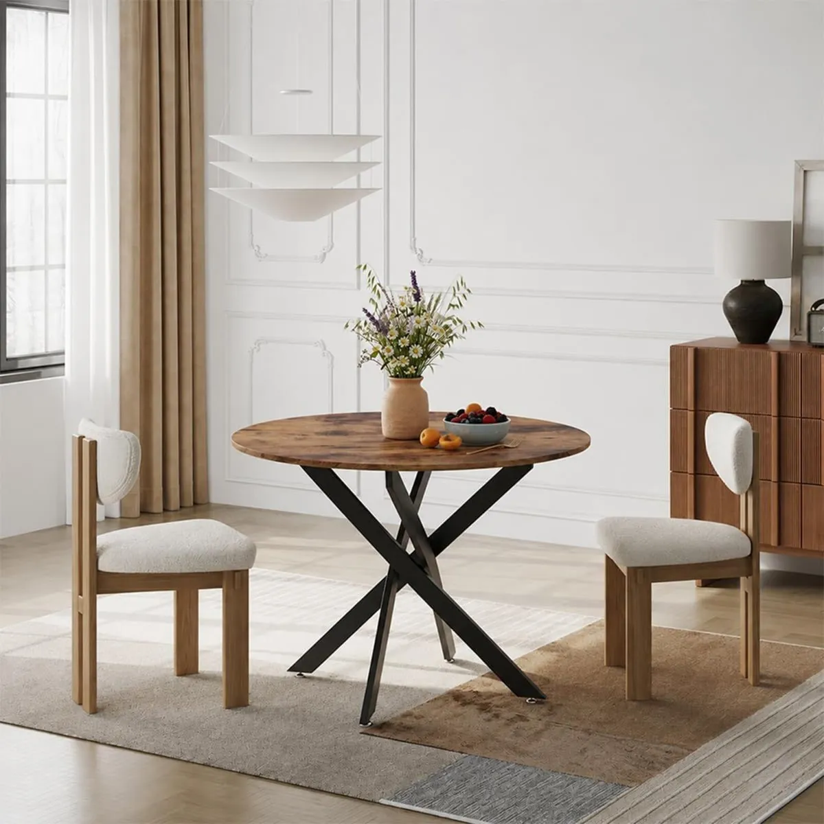 Round Dining Table 80CM Space-Saving Wooden - Image 3