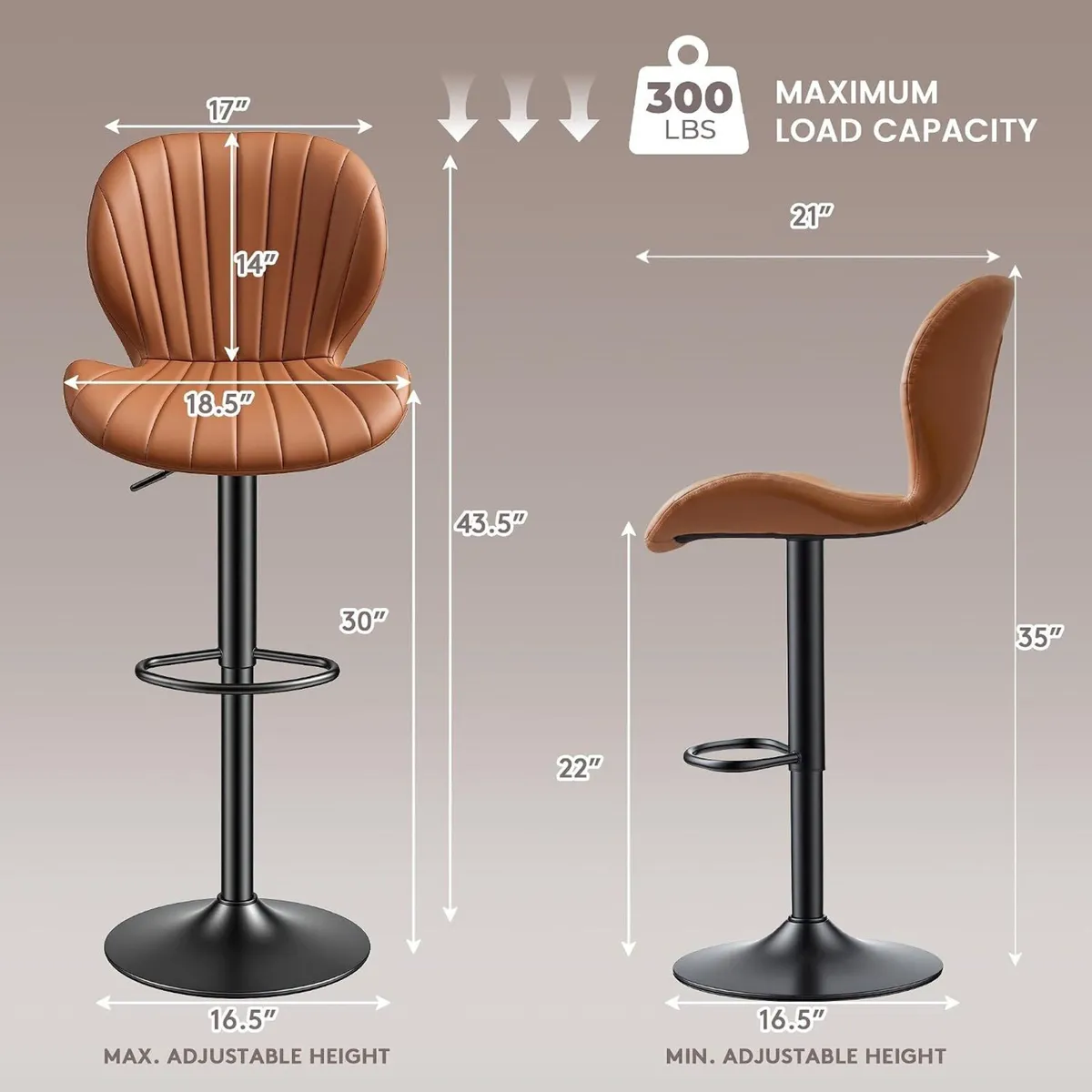 Bar Stools 360degreesswivel Chairs Kitchen Dining - Image 2