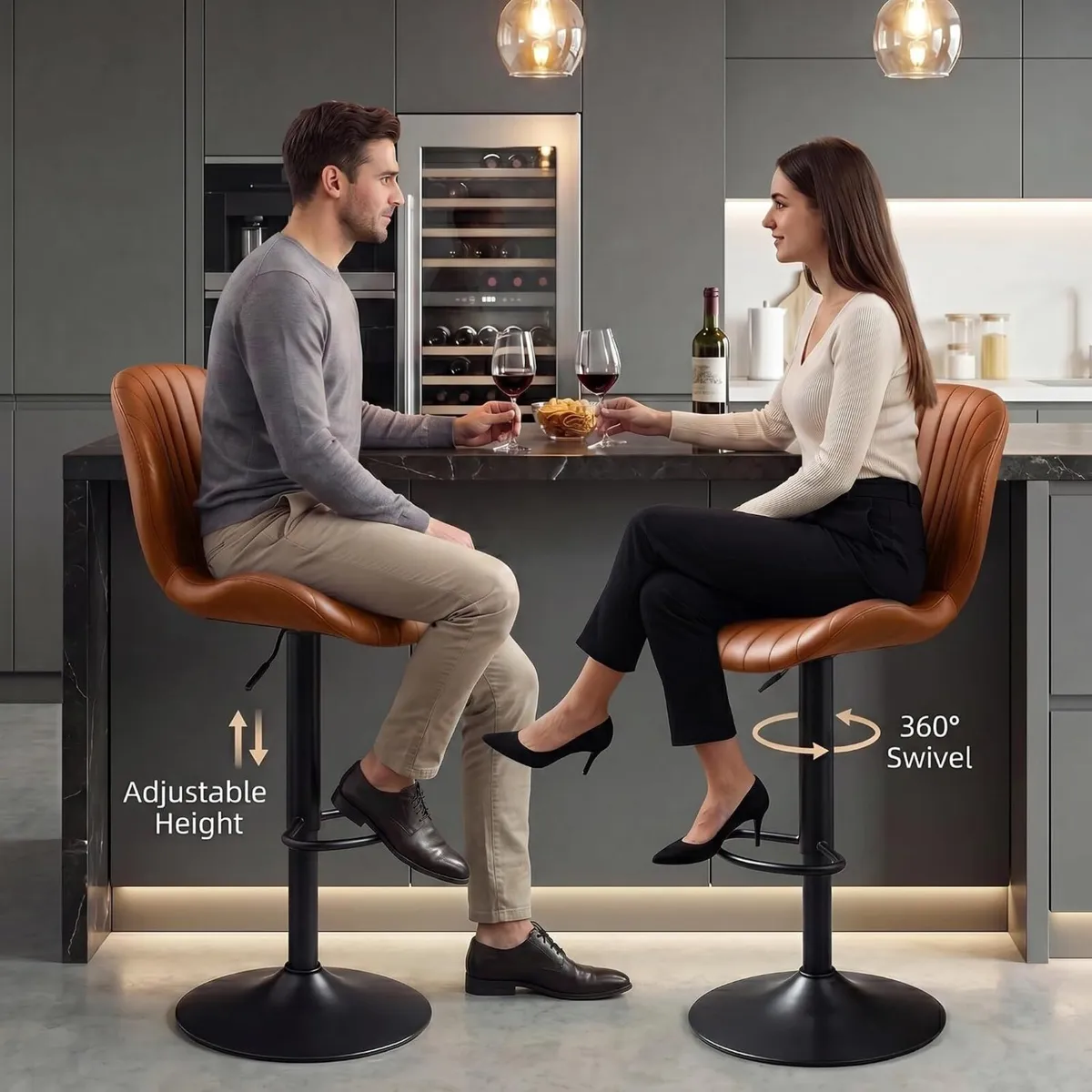 Bar Stools 360degreesswivel Chairs Kitchen Dining - Image 3