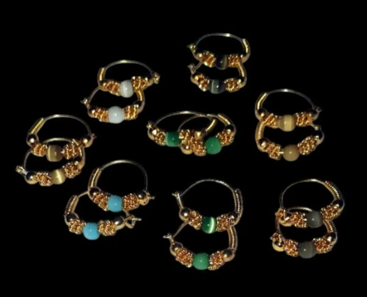 Job Lot: 8 Pairs Artisan 18k Vermeil Hoop Earrings - Image 2